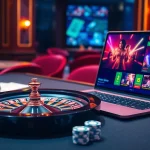 Experience premium gaming with Nhà cái EE88 at a vibrant, luxurious casino setup.