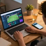 Socolive sports betting action showing live odds on a laptop, emphasizing strategic engagement.