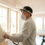 Efficient spray foam removal Littlehampton technician expertly extracting foam insulation.