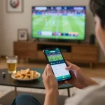 Experience thể thao 789win with thrilling sports betting at home, smartphone displaying betting odds.