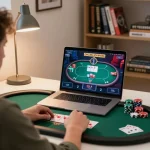 cloud-africa poker action in a stylish home office with players engaged in online gaming