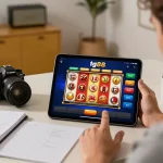 Engaging with tg88 app on a tablet for online gaming in a cozy home setting