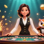 Experience the thrill of ดูหนังออนไลน์ฟรี with our vibrant casino scene featuring engaging dealers and dynamic gaming elements.