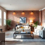Stunning basement renovation showcasing stylish modern furniture and natural lighting for a cozy atmosphere.