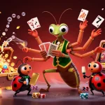 Engage with LUCKY88's thrilling casino world featuring a vibrant mantis dealer and slot themes.