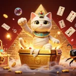 Spin and win with akun slot zeus in this vibrant casino illustration featuring lucky symbols.