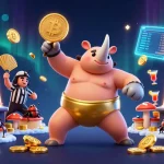 Tg88 highlights a lively scene of a sumo beetle champion amidst vibrant casino elements.