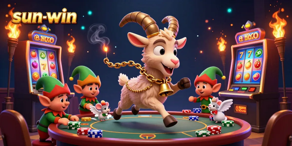 Experience the excitement of sun-win with Krampus, a festive goat managing a lively casino.