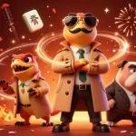 Engage with online casinos that accept credit cards through animated raptors in a casino scene.