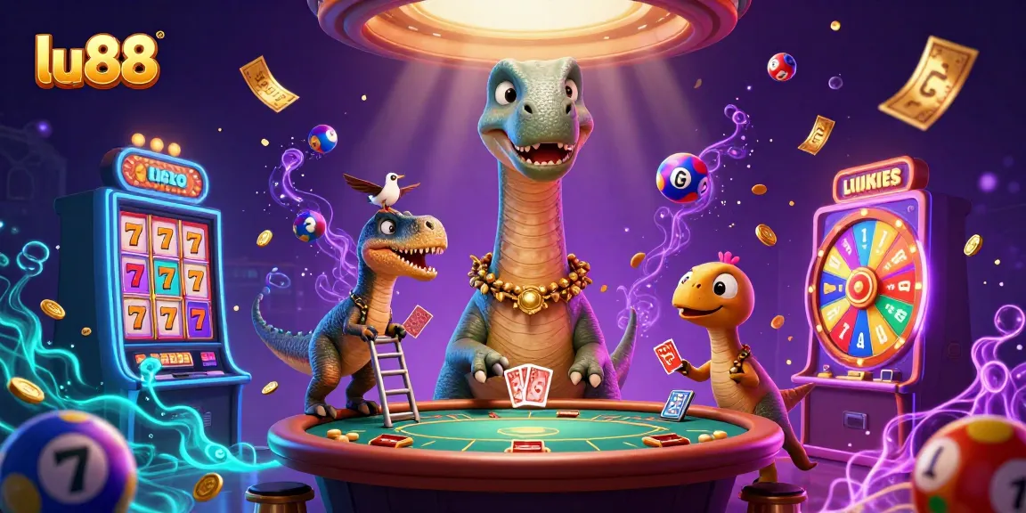 Experience the excitement of lu88 with vibrant characters and animated gambling elements in a dynamic casino scene.