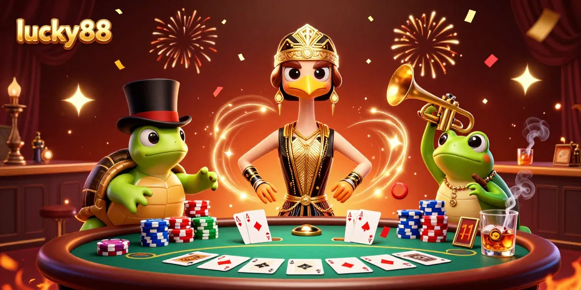 Experience the thrill with lucky88 as poker champions celebrate at a 1920s-themed casino.
